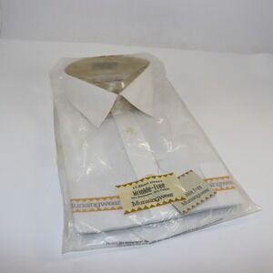 Munsingwear Dress Shirt Mens 17 White Short Sleeve Wrinkle-Free Vintage NIP